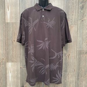 Chaps Palm Tree Leave Print Short Sleeve Polo.